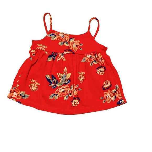 Old Navy Orange Floral Print Swing Tank Top - Picture 1 of 2